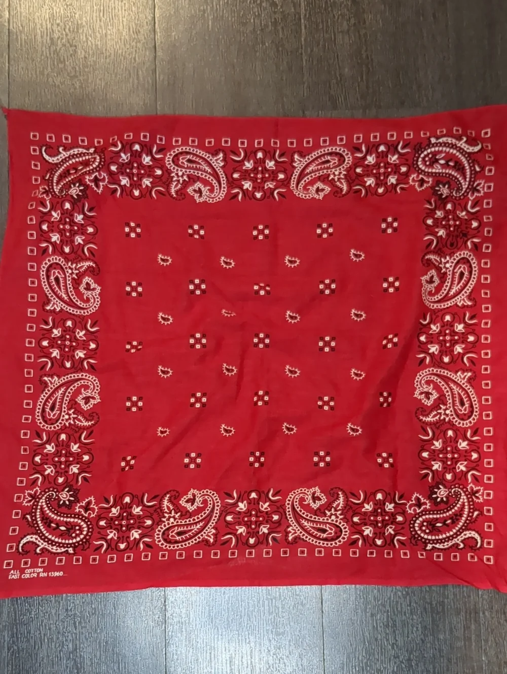 Vintage 1970s Red Classic Bandana Scarf Western Rodeo Cowboy Cowgirl RN13960